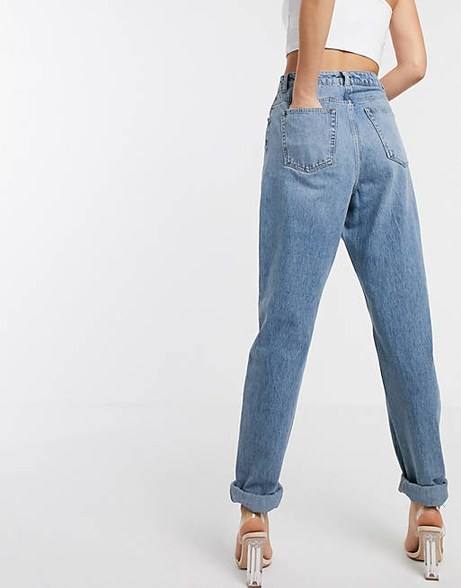 Women Tall high rise 'slouchy' mom jeans in midwash 