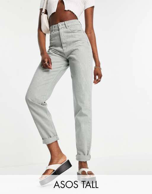 ASOS DESIGN Tall high rise 'slouchy' mom jeans in sage