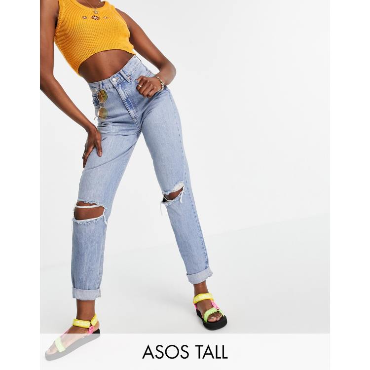 ASOS DESIGN Tall high rise 'Slouchy' mom jeans in midwash