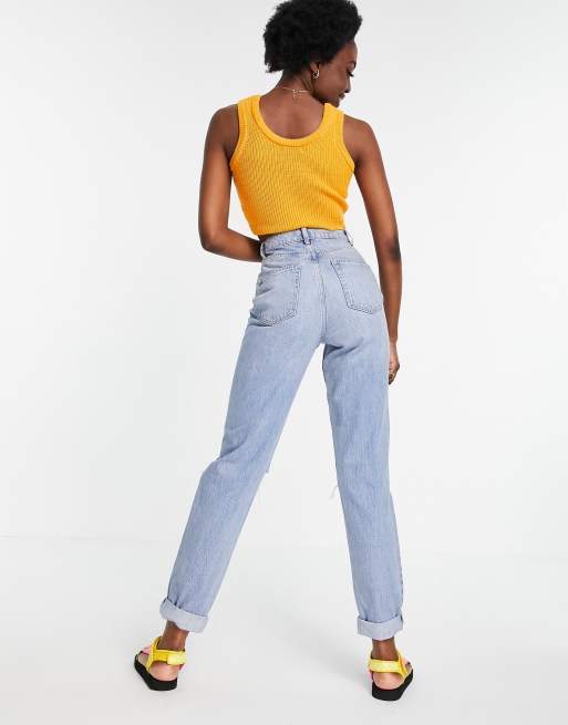 ASOS DESIGN Tall high rise 'slouchy' mom jeans in midwash