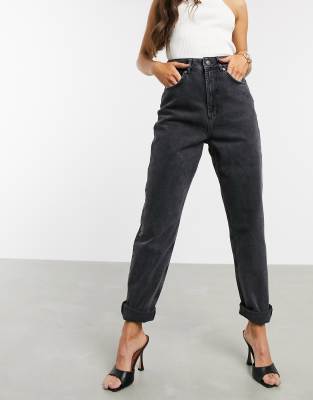 high rise black mom jeans