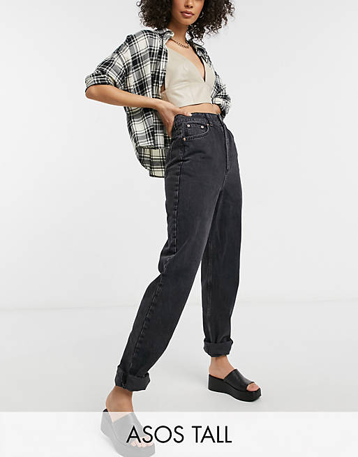 ASOS DESIGN Tall high rise 'Slouchy' mom jeans in washed back | ASOS