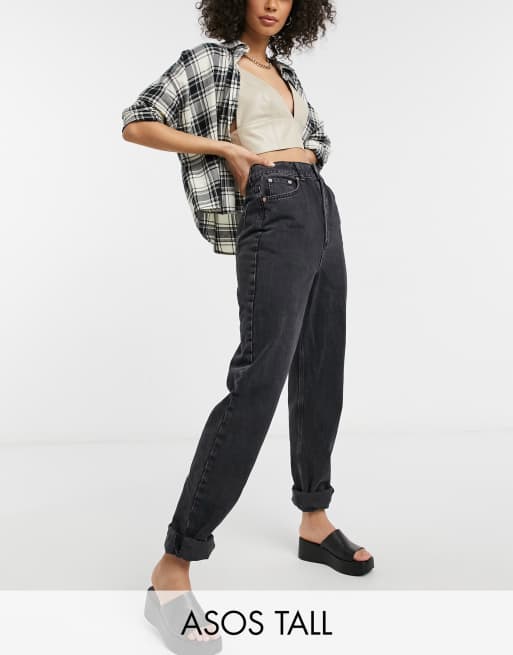 high rise mom jeans black