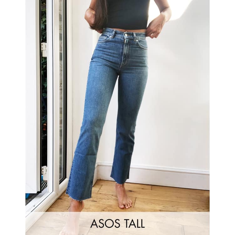 ASOS DESIGN Tall high rise stretch 'effortless' crop kick flare