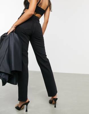 tall slim leg black trousers