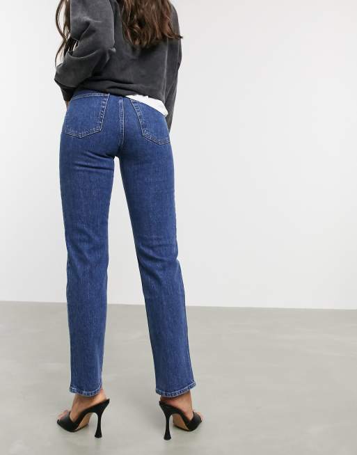 ASOS DESIGN Tall High rise stretch 'slim' straight leg jeans in mid vintage wash, 2 of 4