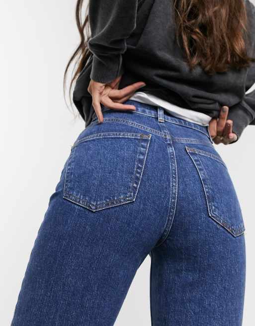 ASOS DESIGN Tall High rise stretch 'slim' straight leg jeans in mid vintage wash, 3 of 4