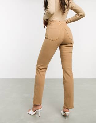 tan straight leg jeans