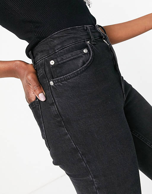 Women Tall high rise 'stretch' straight leg jeans in washed black 
