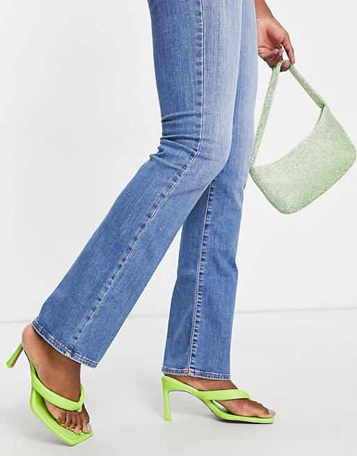 Women Tall high rise 'Y2K' stretch flare jeans in bright midwash 