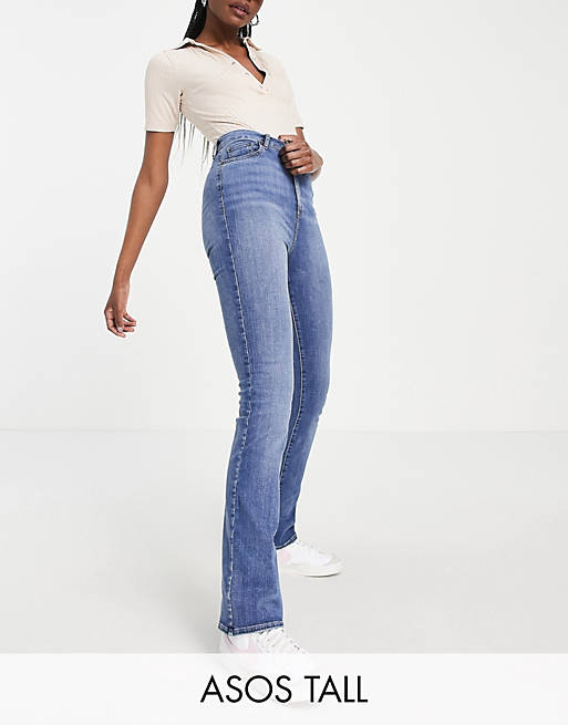 Jeans Tall high rise 'Y2K' stretch flare jeans in vintage midwash 