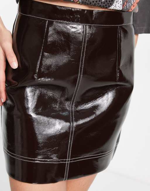 Vinyl shop contrast skirt