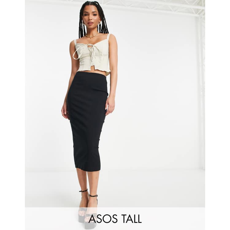 Modern Desires Black High Waisted Slit Midi Skirt