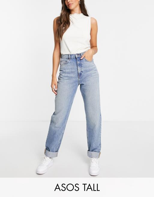 ASOS DESIGN Tall high rise 'Slouchy' mom jeans in midwash