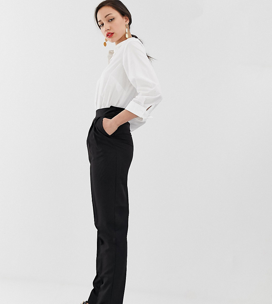 ASOS DESIGN Tall high waist tapered trousers-Black