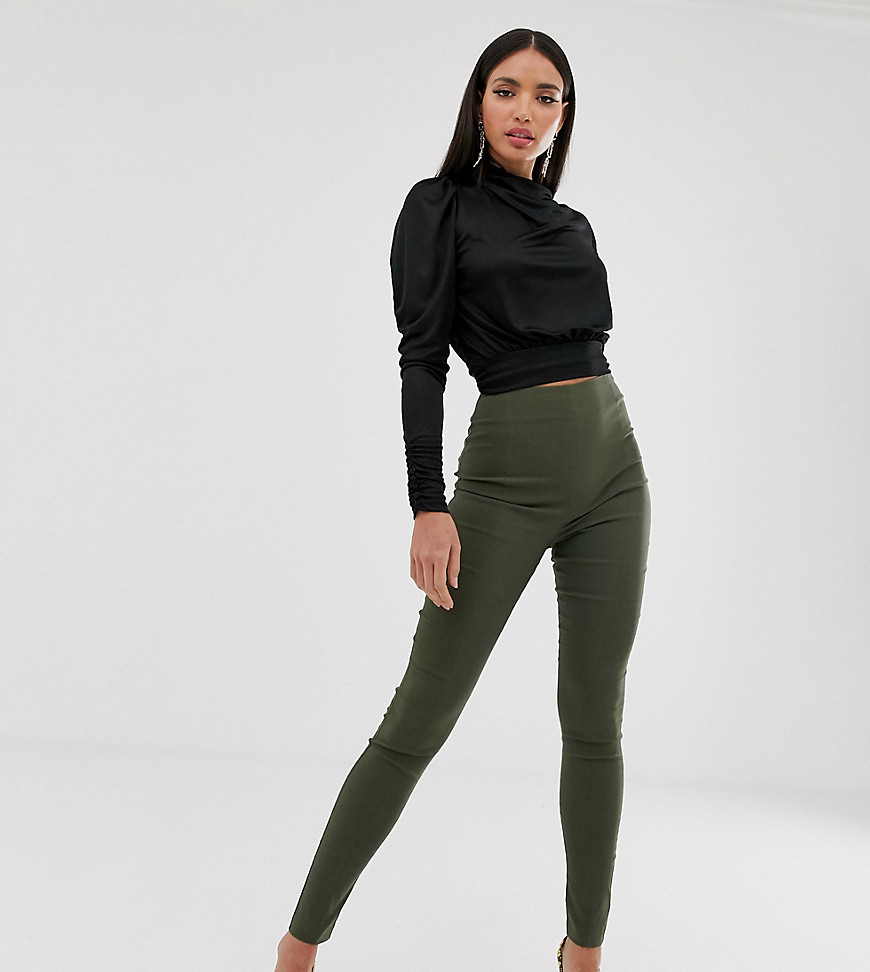 ASOS DESIGN Tall high waist trousers in skinny fit-Green