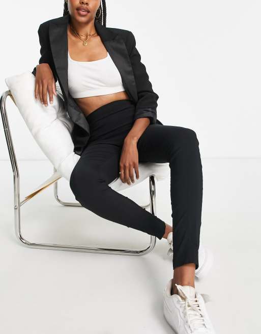 ASOS DESIGN Tall high waist trousers skinny fit in black, 4 of 4