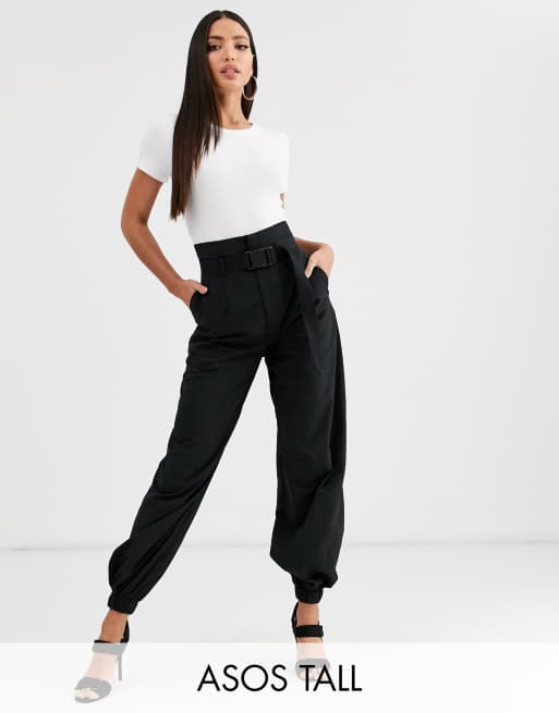 ASOS DESIGN Tall high waist utility jogger in black