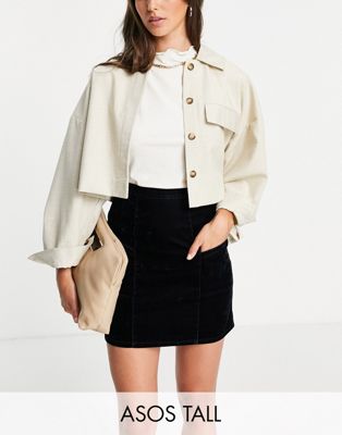 ASOS DESIGN Tall high waist velvet mini skirt skirt in navy