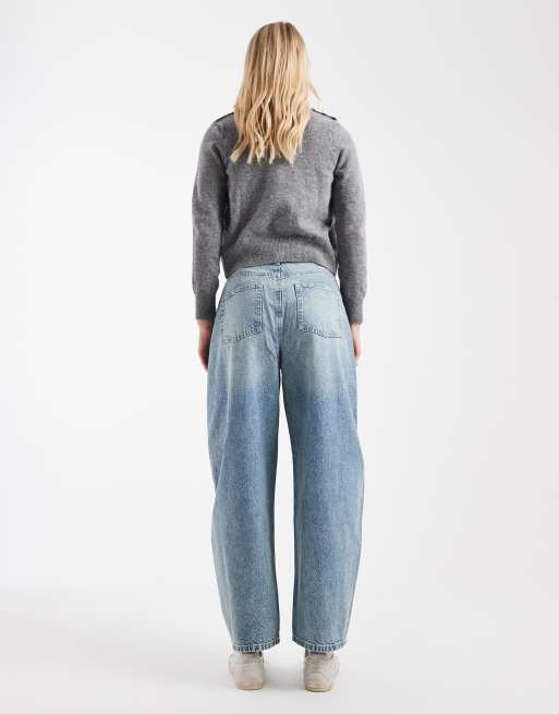 ASOS DESIGN Tall high waisted barrel leg jeans in pale vintage wash