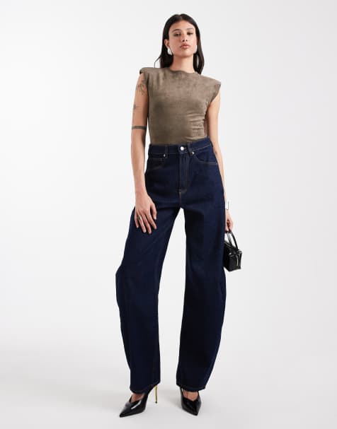 ASOS DESIGN Tall high waisted barrel leg jeans in rinse wash