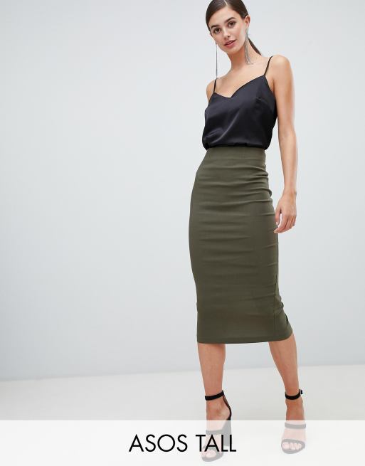 ASOS DESIGN Tall High Waisted Longerline Pencil Skirt