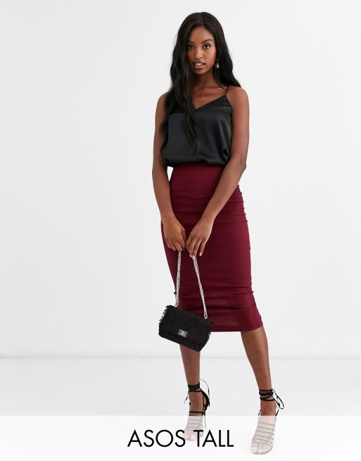 High waisted dark shop red pencil skirt