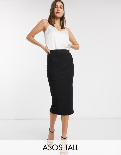 High waisted tailored pencil cheap skirt