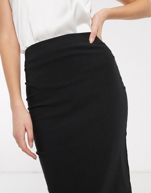 ASOS DESIGN Tall high waist midi pencil skirt in black