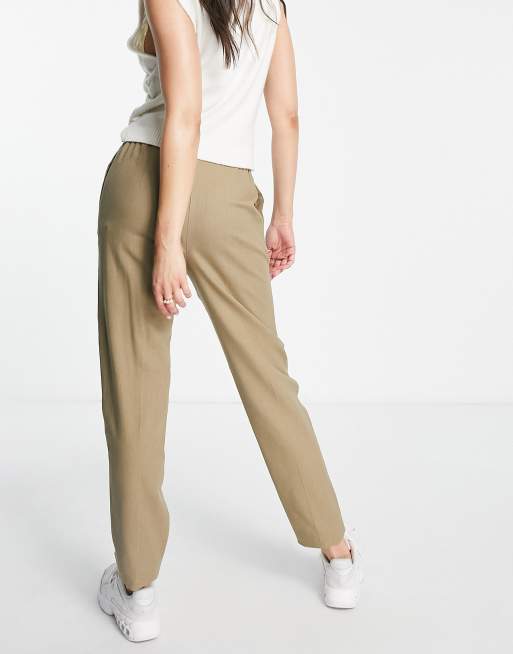 ASOS DESIGN High Waist Tapered Pants with Elasticated Back