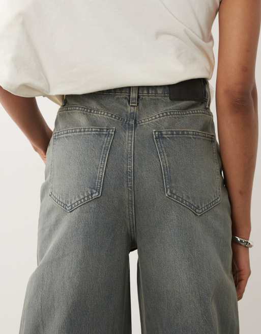 ASOS DESIGN Tall high waisted wide leg jeans in tinted gray wash, 4 of 5