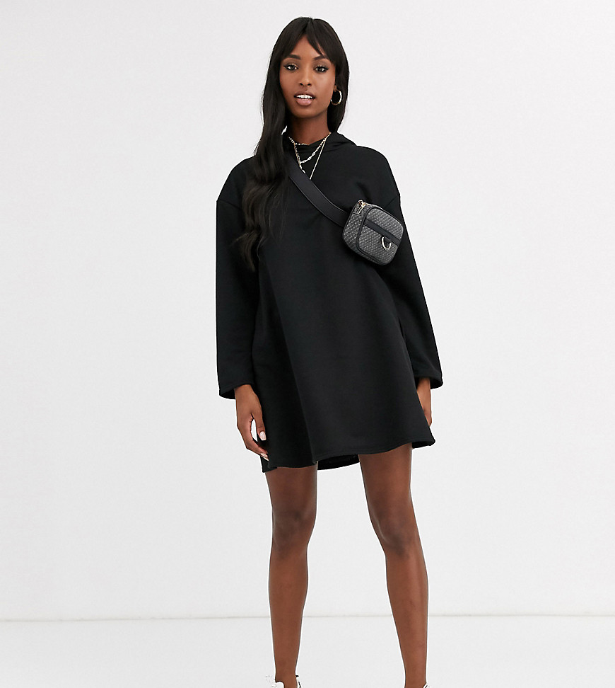 ASOS DESIGN Tall - Hoodie-jurk met verborgen zakken-Zwart