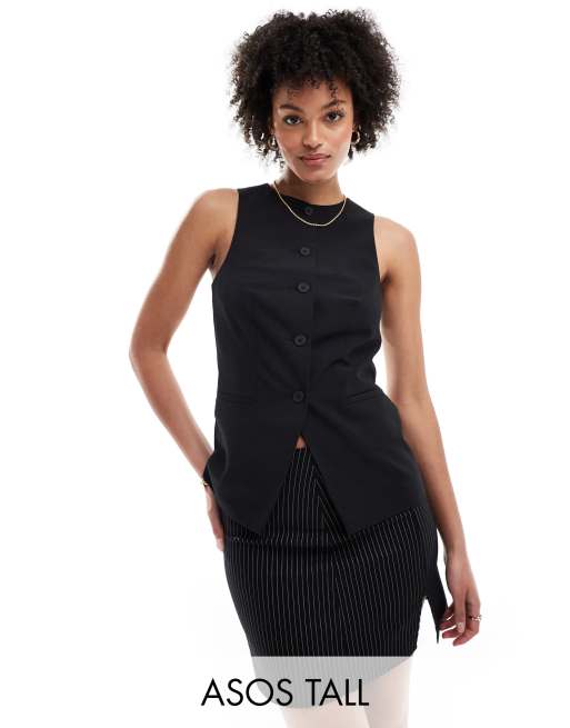 ASOS DESIGN Tall - Hoogsluitend gilet in zwart