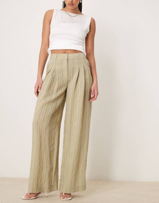 ASOS DESIGN Tall – Hose in Grün mit farblich abgestimmten Streifen und weitem Schnitt, 5 von 5