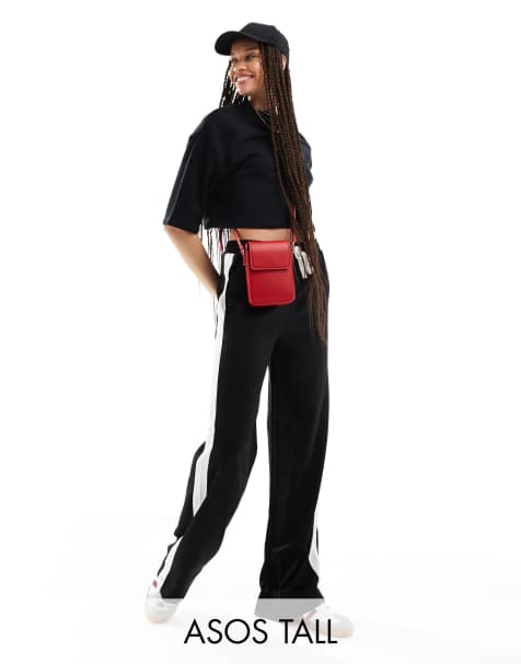 ASOS DESIGN Tall – Hose zum Hineinschlüpfen in Schwarz mit Kontrastbahn - view 1