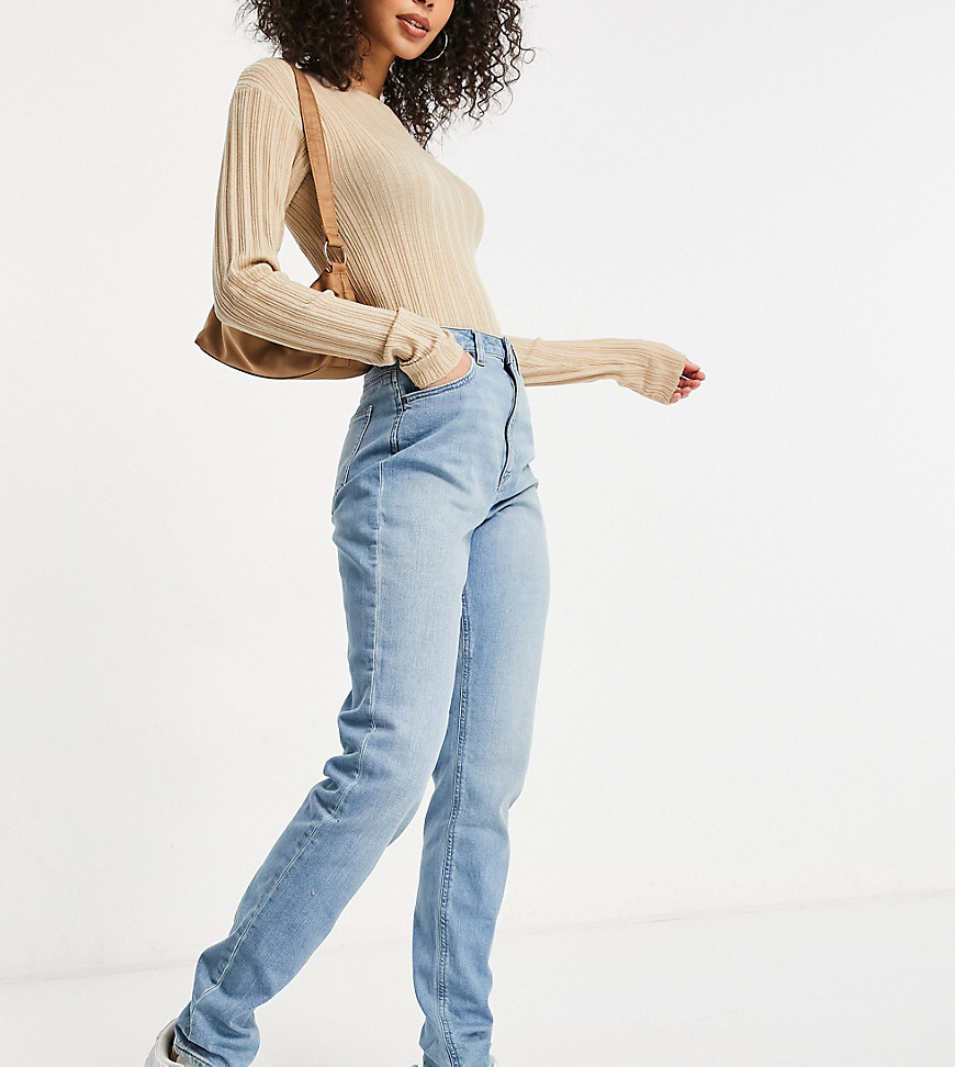 ASOS DESIGN Tall - Hourglass - Farleigh slim-fit mom jeans in stonewash-Blauw