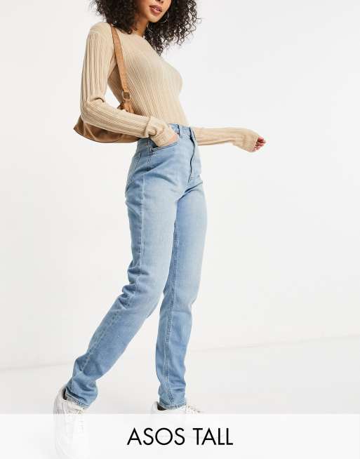 DESIGN Tall hourglass slim mom jeans in stonewash |