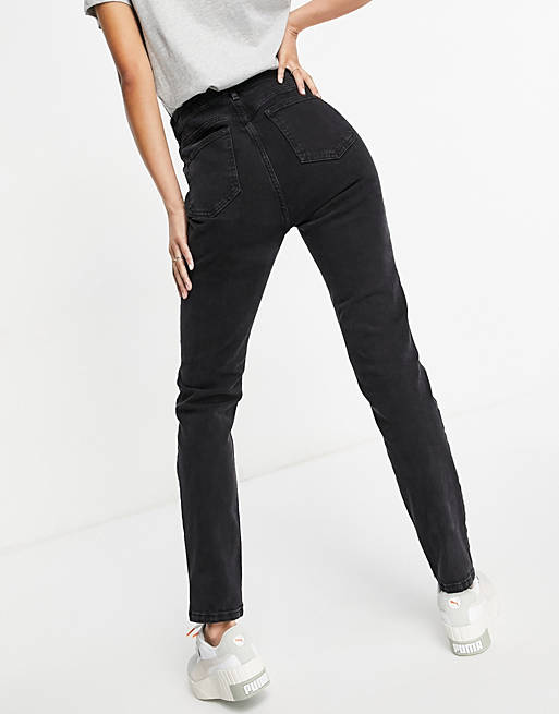 Jeans Tall hourglass high rise farleigh 'slim' mom jeans in washed black 