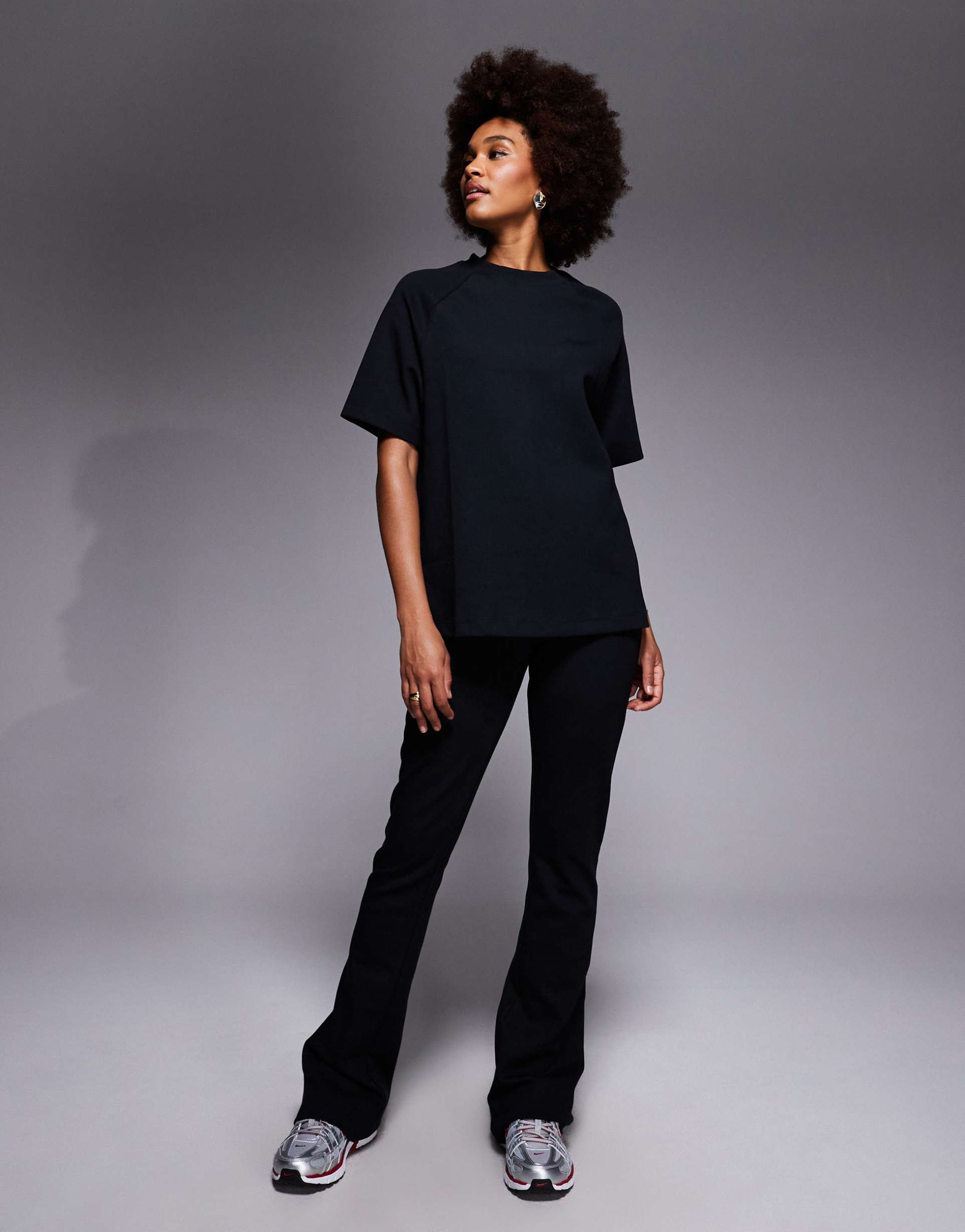 asos design tall interlock flared sweatpants in black - part of a set