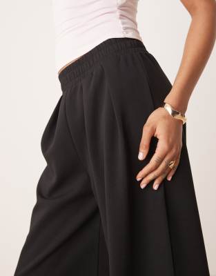 Asos Tall Asos Design Tall Interlock Super Wide Leg Pants In Black