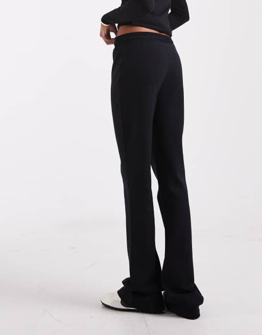 ASOS DESIGN Tall Interlock wide leg flare in black, 5 of 5
