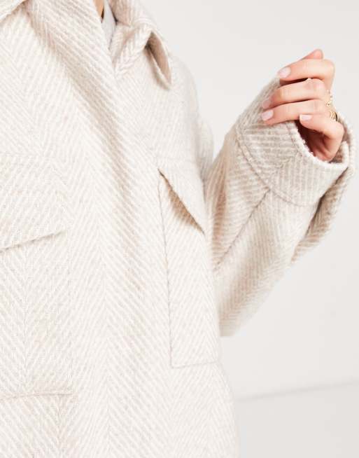 ASOS DESIGN Tall – Jacke mit Fischgrätmuster in Hellbeige , 3 von 4