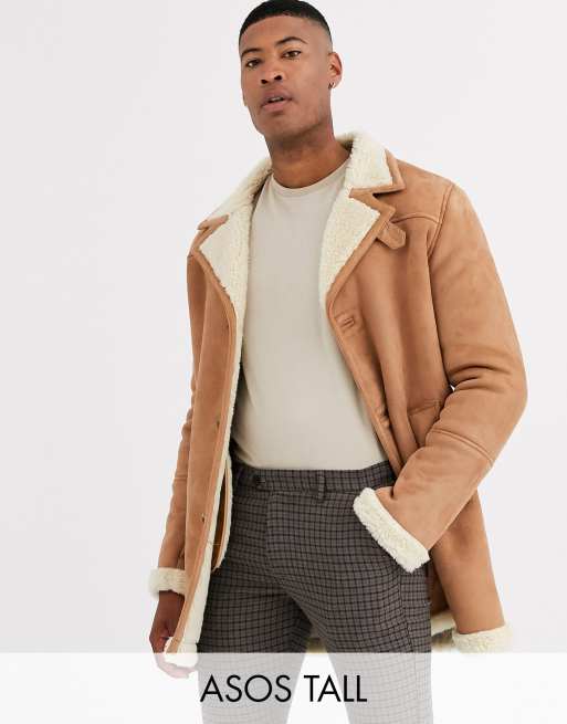 Asos design faux suede 2024 biker jacket in tan