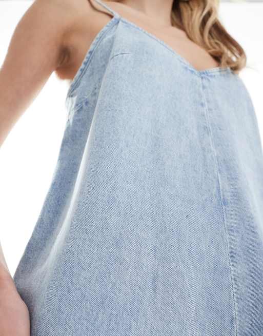 ASOS DESIGN Tall – Jasnoniebieski kombinezon z miękkiego jeansu, 3 z 4