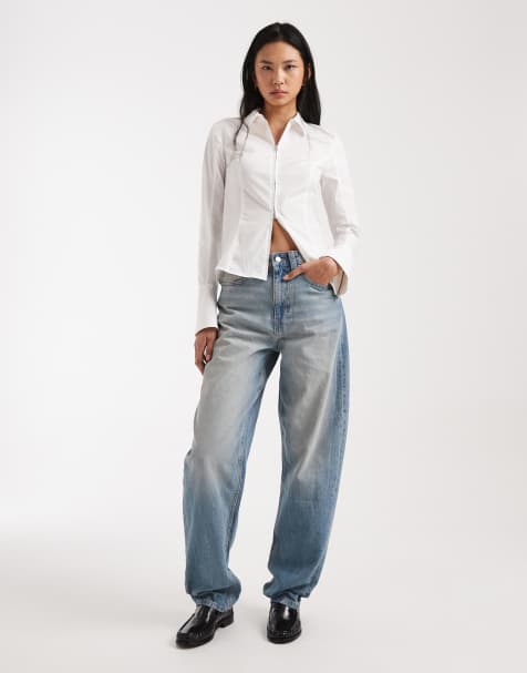 ASOS DESIGN Tall slim barrel leg jeans in vintage wash