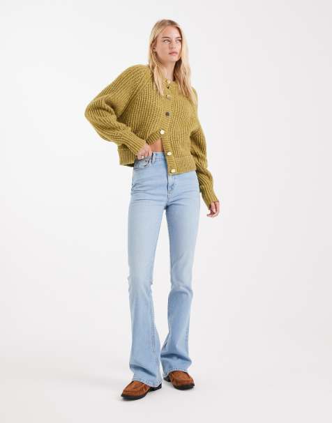 ASOS DESIGN Tall mid rise flare jeans in light midwash
