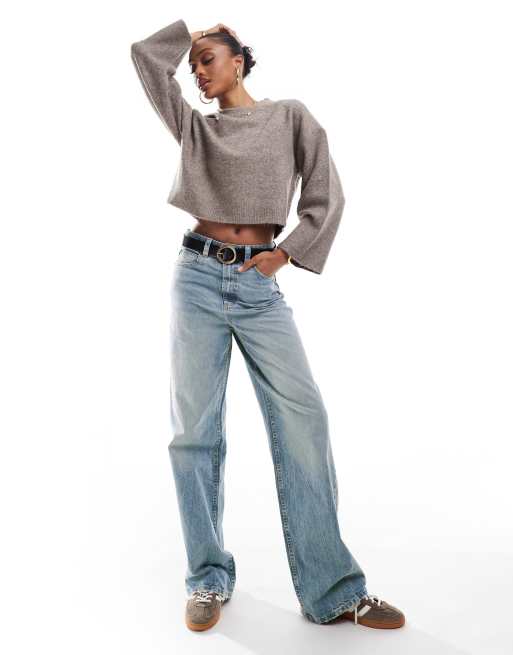 ASOS DESIGN Tall – Jasnoniebieskie jeansy o fasonie dad z szerokimi nogawkami
