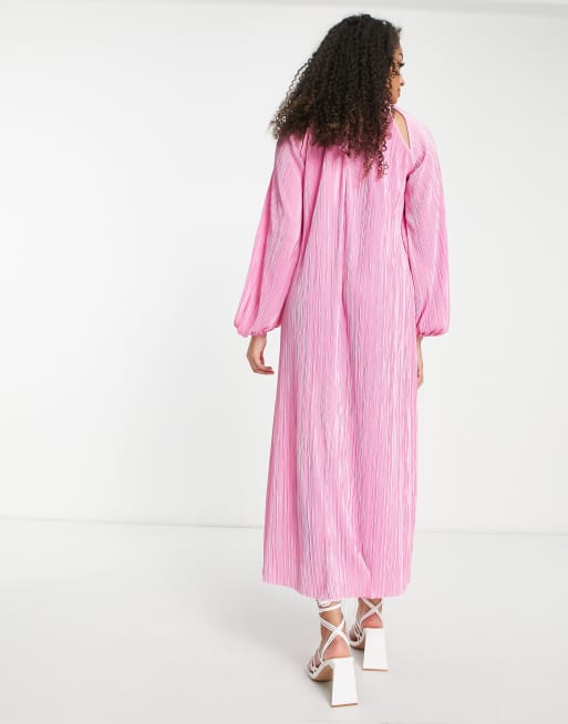 ASOS DESIGN Tall – Jasnoróżowa plisowana sukienka maxi z golfem , 2 z 4