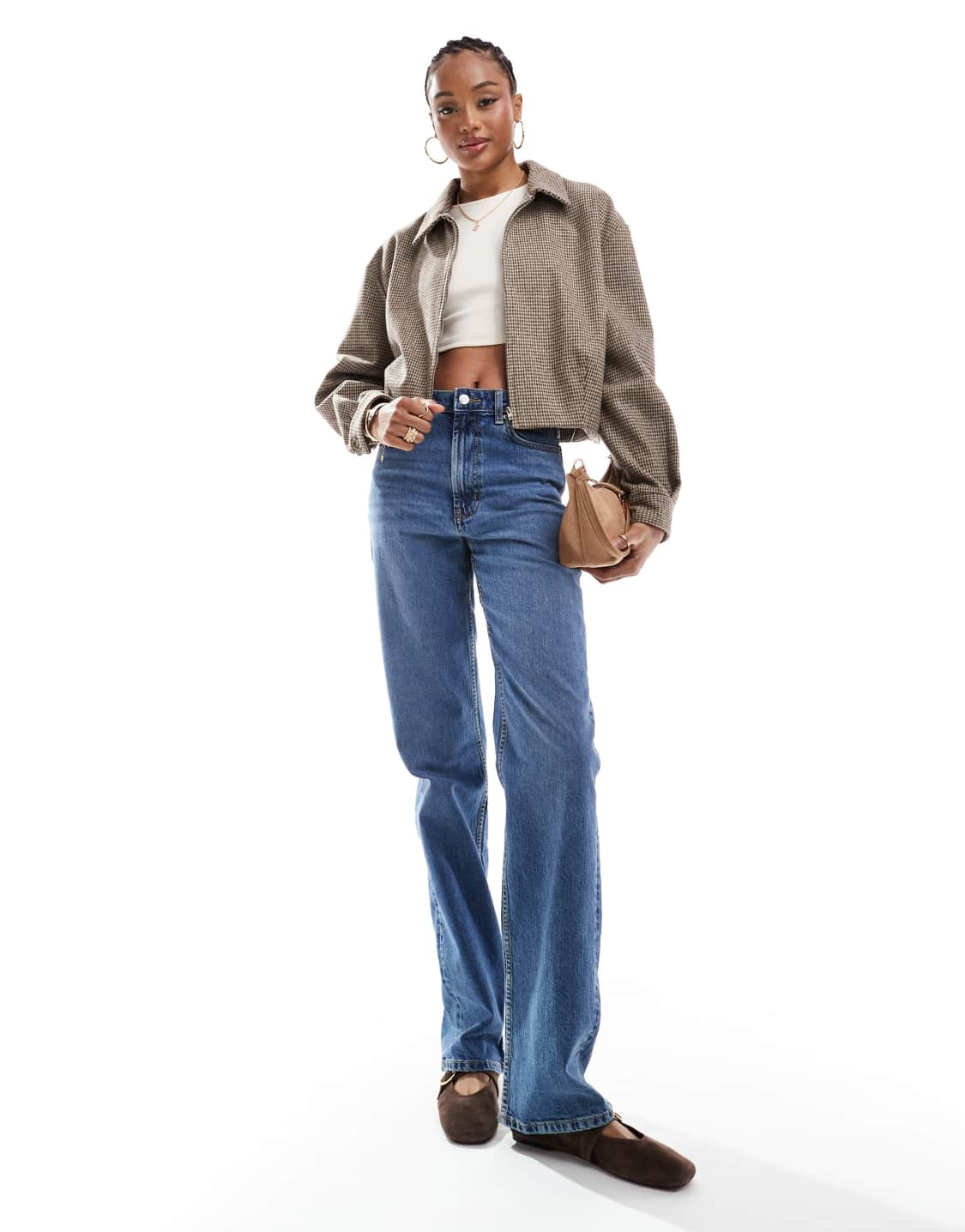 ASOS DESIGN Tall - Jean droit stretch confortable - Bleu moyen authentique
