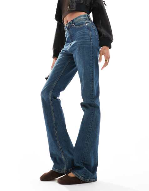 ASOS DESIGN Tall - Jean évasé à taille mi-haute - Bleu foncé teinté - view 1